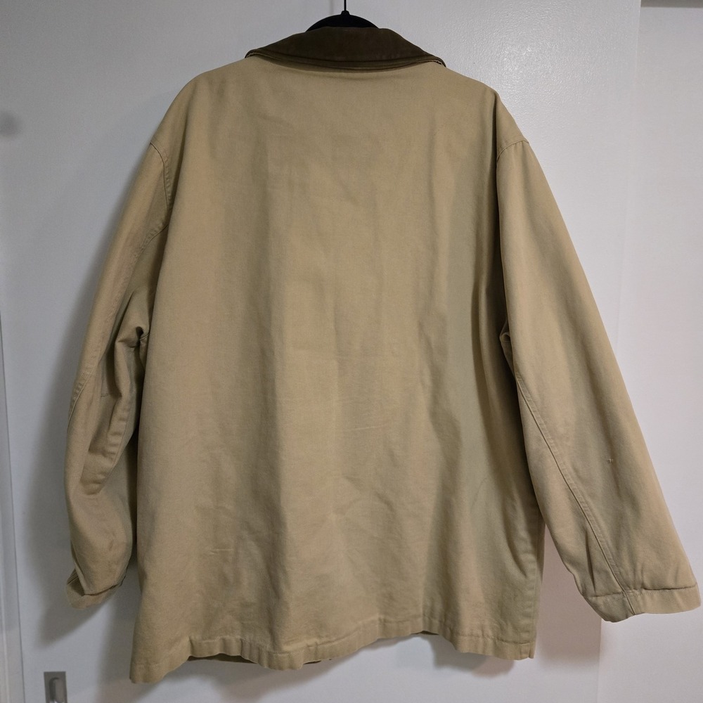 Eddie Bauer  Size XXL Beige Field‎ Jacket Canvas Lined Barn Chore Leather Collar - Picture 4 of 9